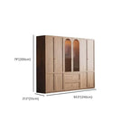 Paneled Wood Wardrobe Wall Armoire With Fluted Glass Storage Dimensions