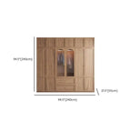 Paneled Wood Wardrobe Wall Armoire With Fluted Glass Storage Dimensions
