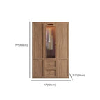 Paneled Wood Wardrobe Wall Armoire With Fluted Glass Storage Dimensions
