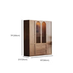 Paneled Wood Wardrobe Wall Armoire With Fluted Glass Storage Dimensions