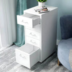 Pastel Steel Mobile File Cabinet With Casters and Vertical Storage