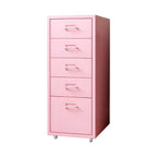 Pastel Steel Mobile File Cabinet With Casters and Vertical Storage