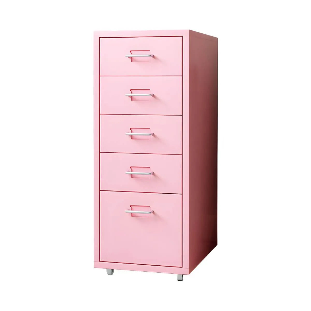 Pastel Steel Mobile File Cabinet With Casters and Vertical Storage