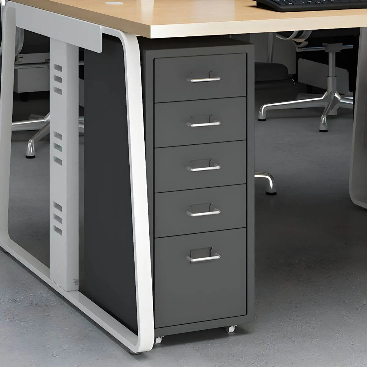 Pastel Steel Mobile File Cabinet With Casters and Vertical Storage