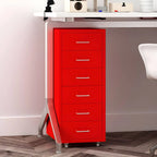 Pastel Steel Mobile File Cabinet With Casters and Vertical Storage