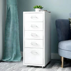 Pastel Steel Mobile File Cabinet With Casters and Vertical Storage