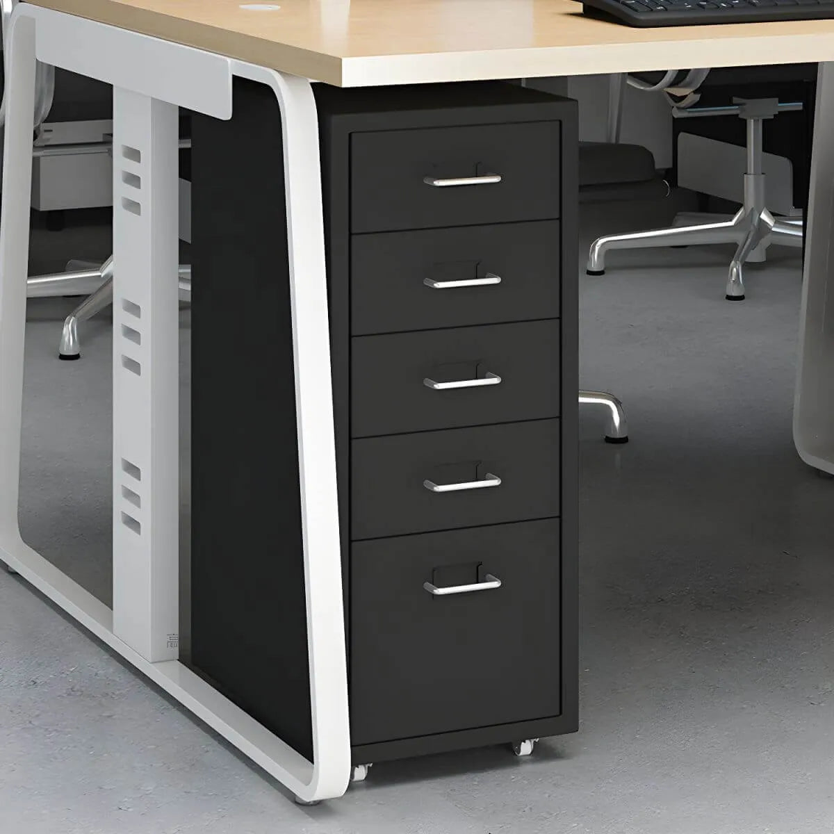 Pastel Steel Mobile File Cabinet With Casters and Vertical Storage