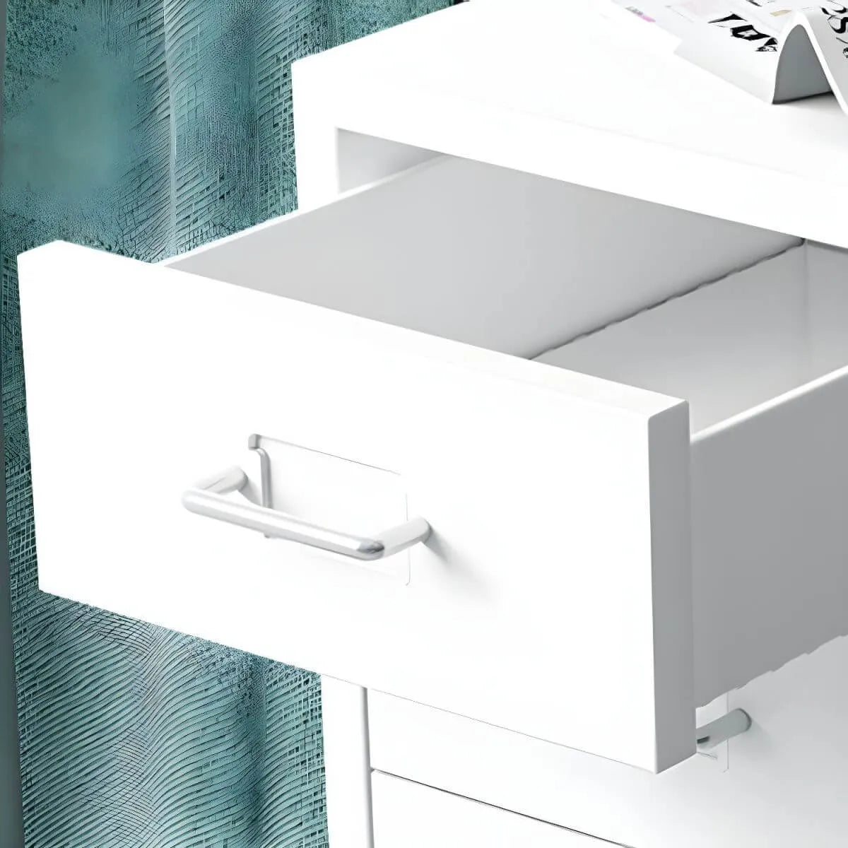 Pastel Steel Mobile File Cabinet With Casters and Vertical Storage