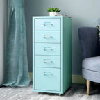 Pastel Steel Mobile File Cabinet With Casters and Vertical Storage Main Product Image