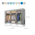Patterned Curtain Metal Wardrobe Armoire With Multi-Zone Storage Dimensions