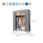 Patterned Curtain Metal Wardrobe Armoire With Multi-Zone Storage Dimensions