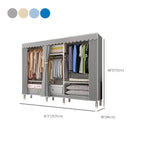 Patterned Curtain Metal Wardrobe Armoire With Multi-Zone Storage Dimensions