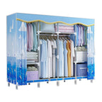 Patterned Fabric Cover Metal Wardrobe Armoire With Hanging Storage