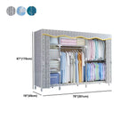 Patterned Fabric Cover Metal Wardrobe Armoire With Hanging Storage Dimensions