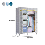 Patterned Fabric Cover Metal Wardrobe Armoire With Hanging Storage Dimensions