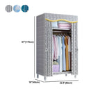 Patterned Fabric Cover Metal Wardrobe Armoire With Hanging Storage Dimensions