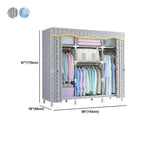 Patterned Fabric Cover Metal Wardrobe Armoire With Hanging Storage Dimensions