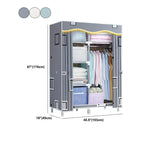 Patterned Fabric Curtain Metal Wardrobe With Shelves And Rod Dimensions