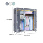 Patterned Fabric Curtain Metal Wardrobe With Shelves And Rod Dimensions