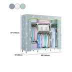 Patterned Fabric Curtain Metal Wardrobe With Shelves And Rod Dimensions