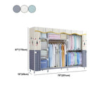 Patterned Fabric Curtain Metal Wardrobe With Shelves And Rod Dimensions
