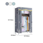 Patterned Fabric Curtain Metal Wardrobe With Shelves And Rod Dimensions