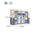 Patterned Fabric Curtain Metal Wardrobe With Shelves And Rod Dimensions