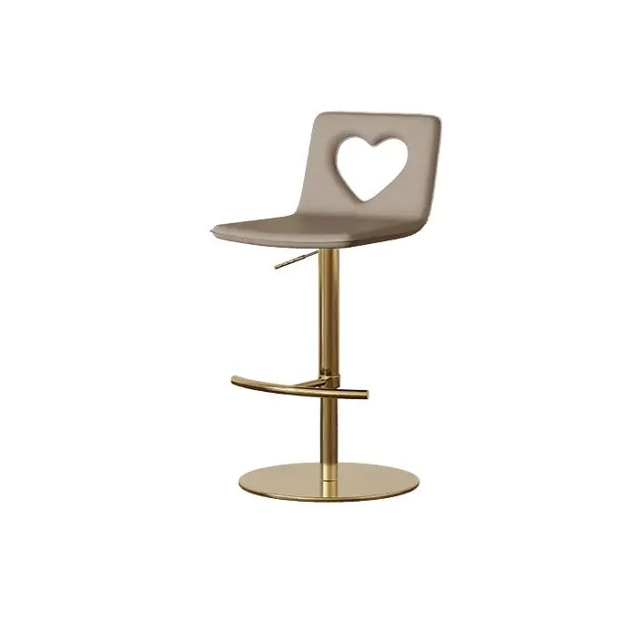 Patterned Italian Minimalist Adjustable Swivel Bar Stool With Heart Cutout