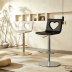 Patterned Italian Minimalist Adjustable Swivel Bar Stool With Heart Cutout