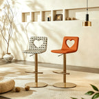 Patterned Italian Minimalist Adjustable Swivel Bar Stool With Heart Cutout
