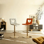 Patterned Italian Minimalist Adjustable Swivel Bar Stool With Heart Cutout