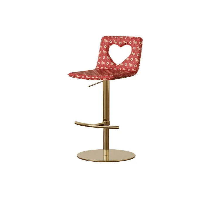 Patterned Italian Minimalist Adjustable Swivel Bar Stool With Heart Cutout