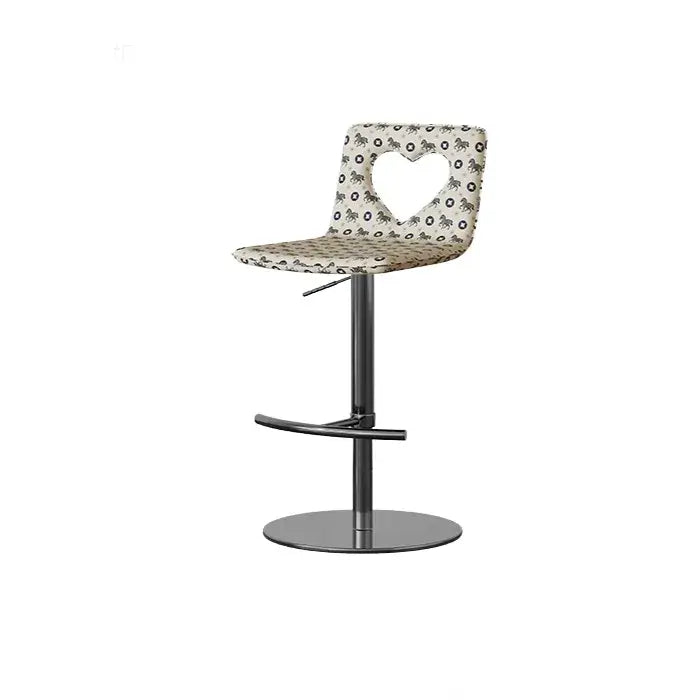 Patterned Italian Minimalist Adjustable Swivel Bar Stool With Heart Cutout