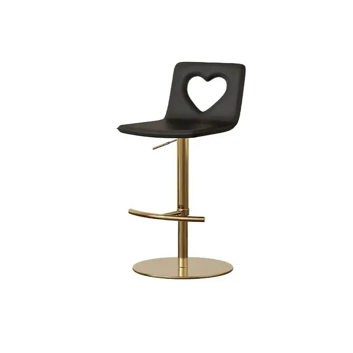Patterned Italian Minimalist Adjustable Swivel Bar Stool With Heart Cutout