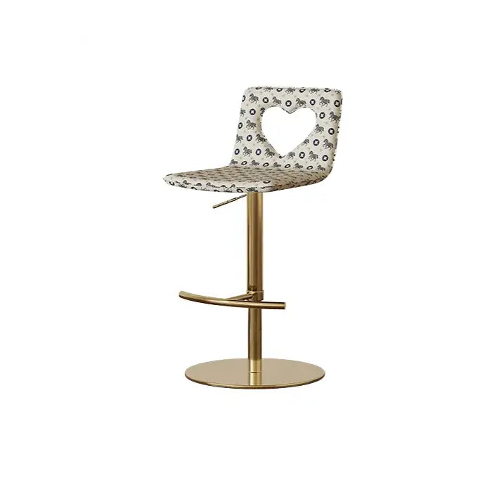 Patterned Italian Minimalist Adjustable Swivel Bar Stool With Heart Cutout