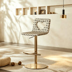 Patterned Italian Minimalist Adjustable Swivel Bar Stool With Heart Cutout