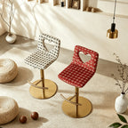 Patterned Italian Minimalist Adjustable Swivel Bar Stool With Heart Cutout