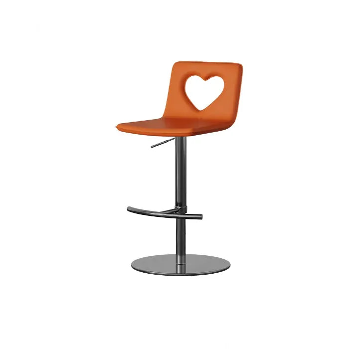 Patterned Italian Minimalist Adjustable Swivel Bar Stool With Heart Cutout