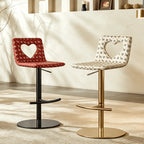 Patterned Italian Minimalist Adjustable Swivel Bar Stool With Heart Cutout Main Product Image