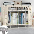 Patterned Metal Wardrobe Armoire With Shelves, Rod And Legs