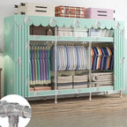 Patterned Metal Wardrobe Armoire With Shelves, Rod And Legs