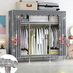 Patterned Metal Wardrobe Armoire With Shelves, Rod And Legs