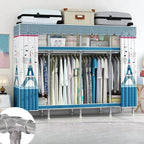 Patterned Metal Wardrobe Armoire With Shelves, Rod And Legs