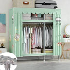 Patterned Metal Wardrobe Armoire With Shelves, Rod And Legs