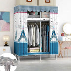 Patterned Metal Wardrobe Armoire With Shelves, Rod And Legs