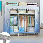 Patterned Metal Wardrobe Armoire With Shelves, Rod And Legs