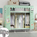 Patterned Metal Wardrobe Armoire With Shelves, Rod And Legs