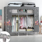 Patterned Metal Wardrobe Armoire With Shelves, Rod And Legs