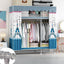 Patterned Metal Wardrobe Armoire With Shelves, Rod And Legs