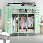 Patterned Metal Wardrobe Armoire With Shelves, Rod And Legs